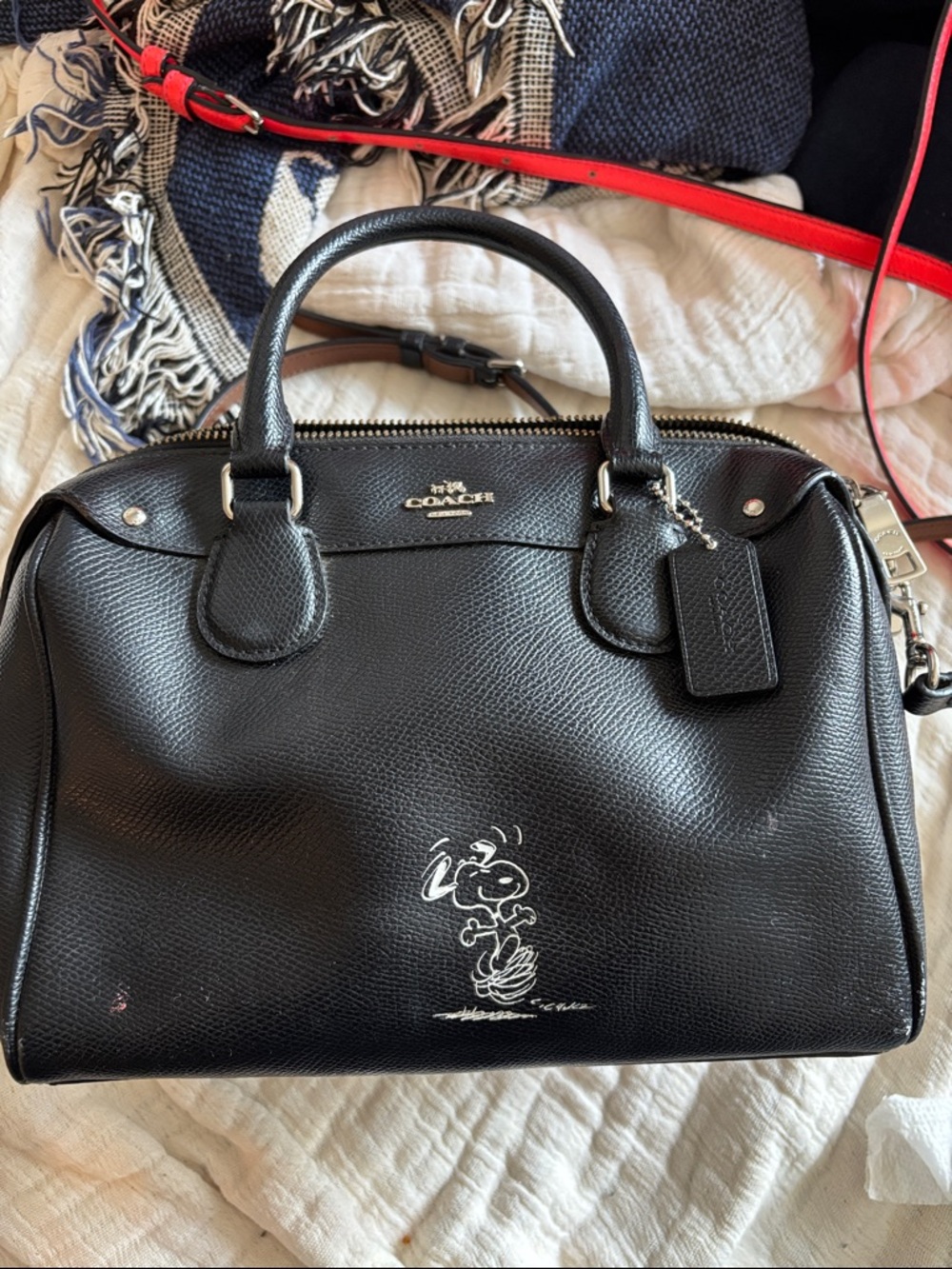 Coach x Peanuts Limited Edition Black Leather Satchel